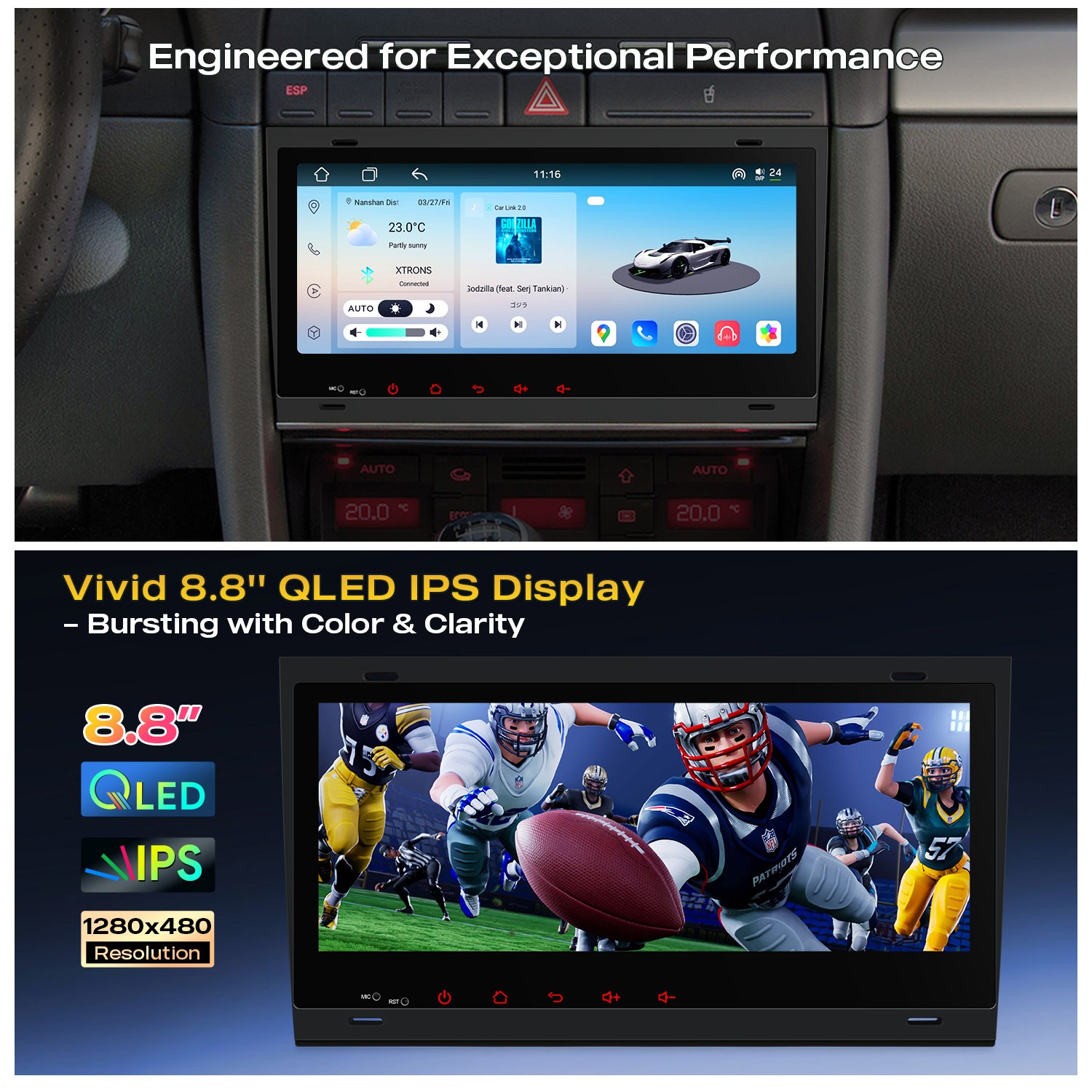 Android 14 Car GPS for Audi A4 S4 RS4 8 Core 4GB 64GB Wireless CarPlay DSP WiFi