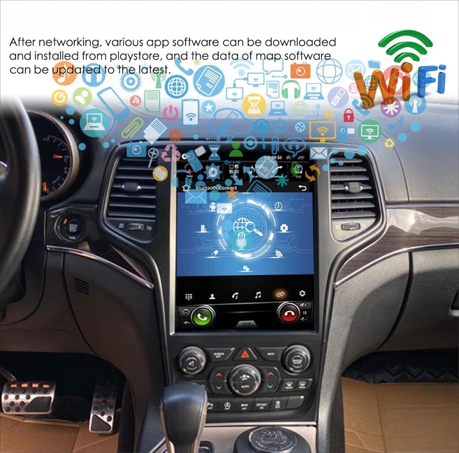 For Jeep Grand Cherokee 12.8″ CarPlay Screen Android Stereo Radio GPS Navigation