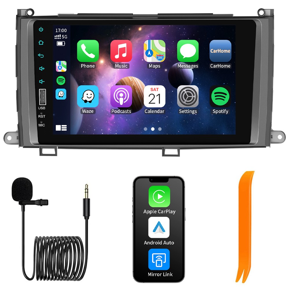 For Toyota Sienna 2011 2012 2013 2014 AM/FM Radio Bluetooth MP5 Player CarPlay