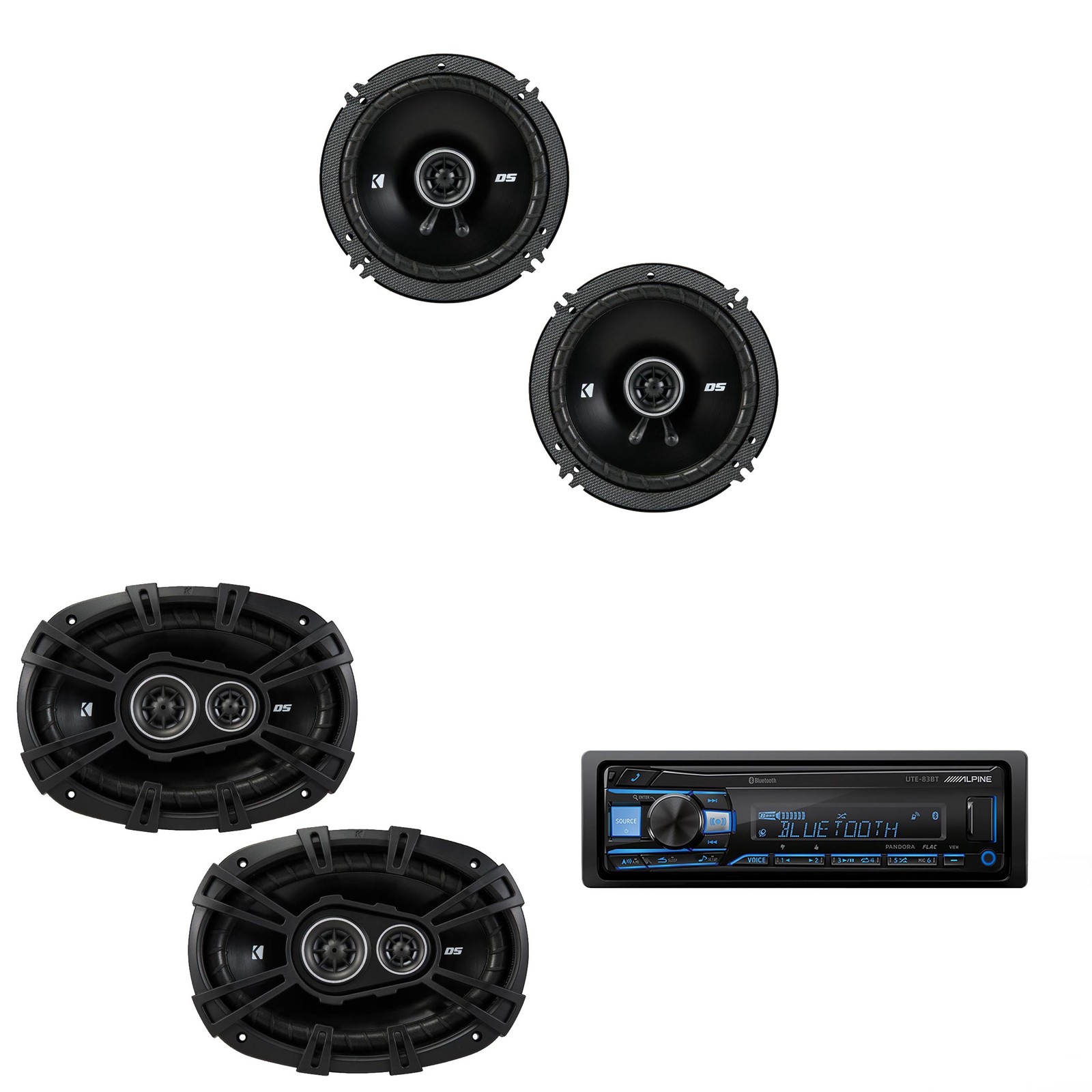 Alpine UTE-83BT Bluetooth Receiver & Kicker DSC 6.5″, 6×9″ Speakers