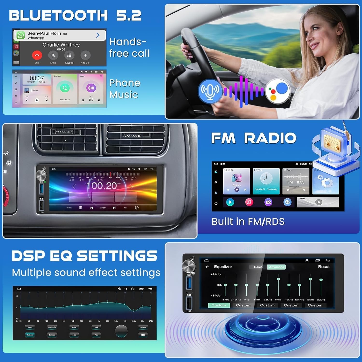 6.2″ 4+64G Android Auto Carplay for Dodge RAM Jeep G.Cherokee Chrysler 1990-2000