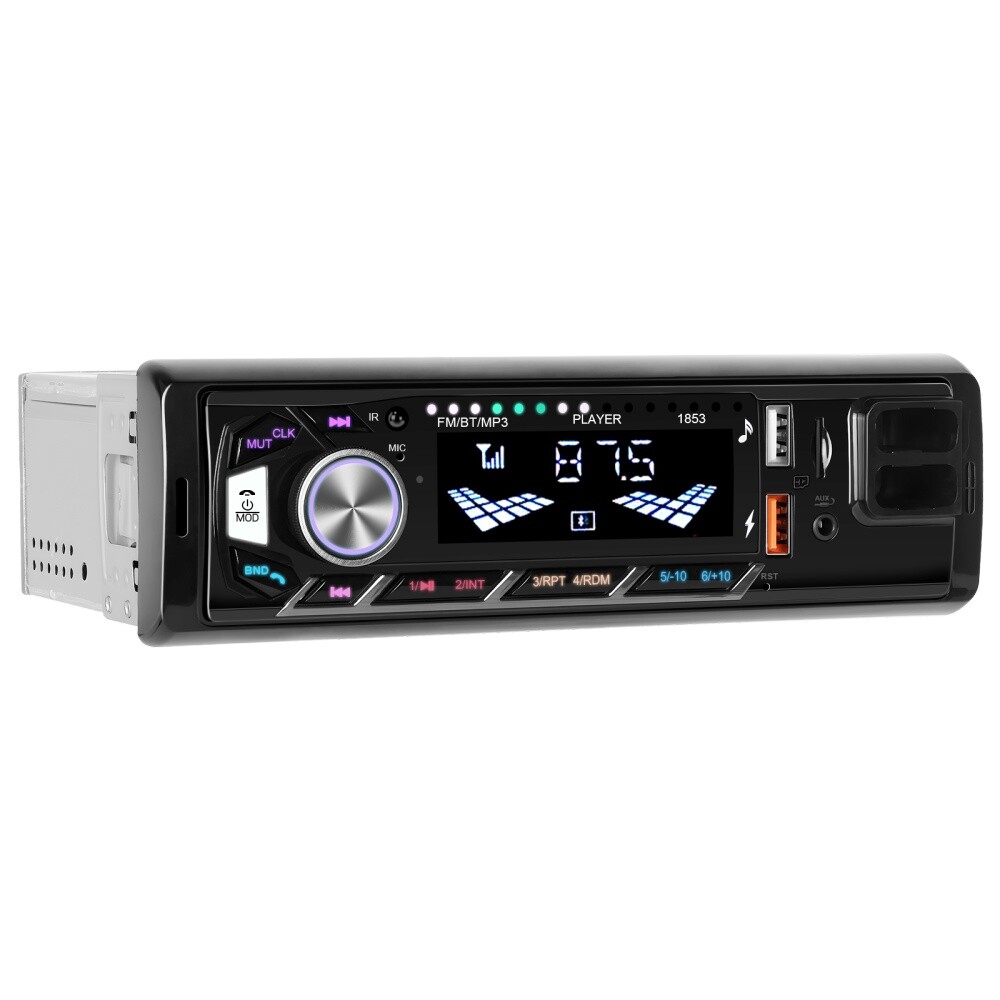 Single 1DIN Car Radio Stereo In-dash FM/USB/AUX/TF Bluetooth Audio +Phone Holder