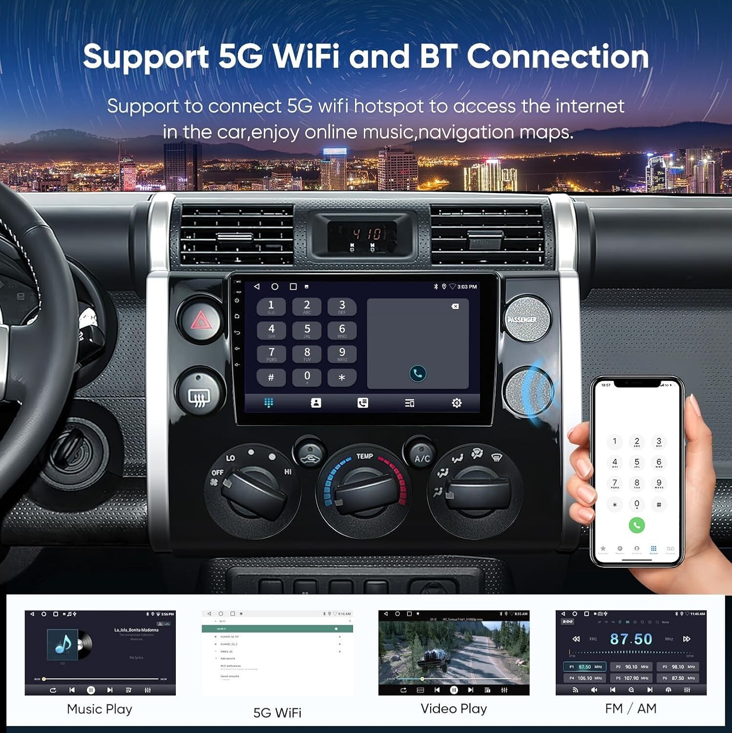 Car Stereo Radio for Toyota FJ Cruiser 2007-2018 Android12.0,2G+64G with 3531
