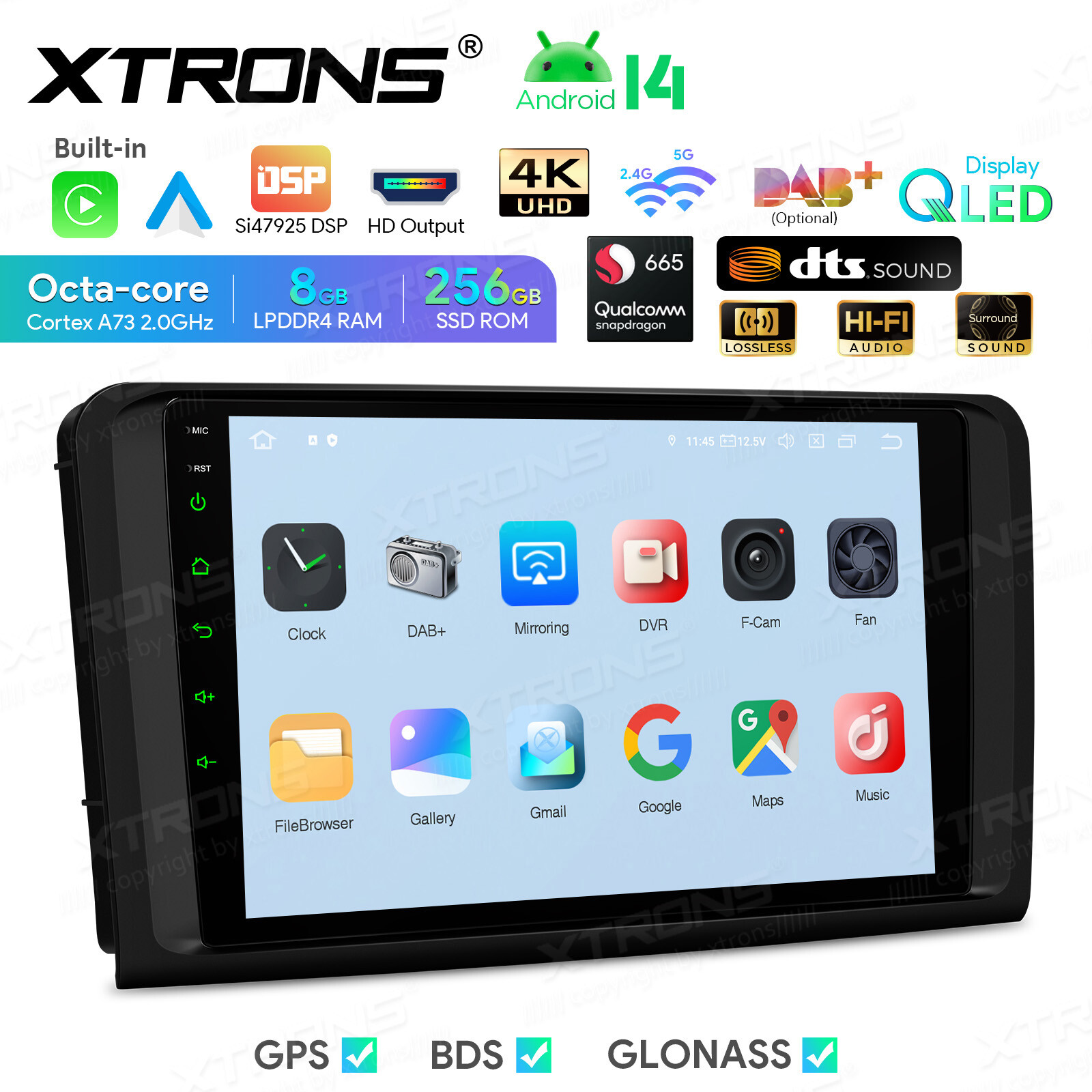 9” Android 14 8-Core Car GPS Radio Stereo WiFi 4Glte For Mercedes-Benz W164 X164