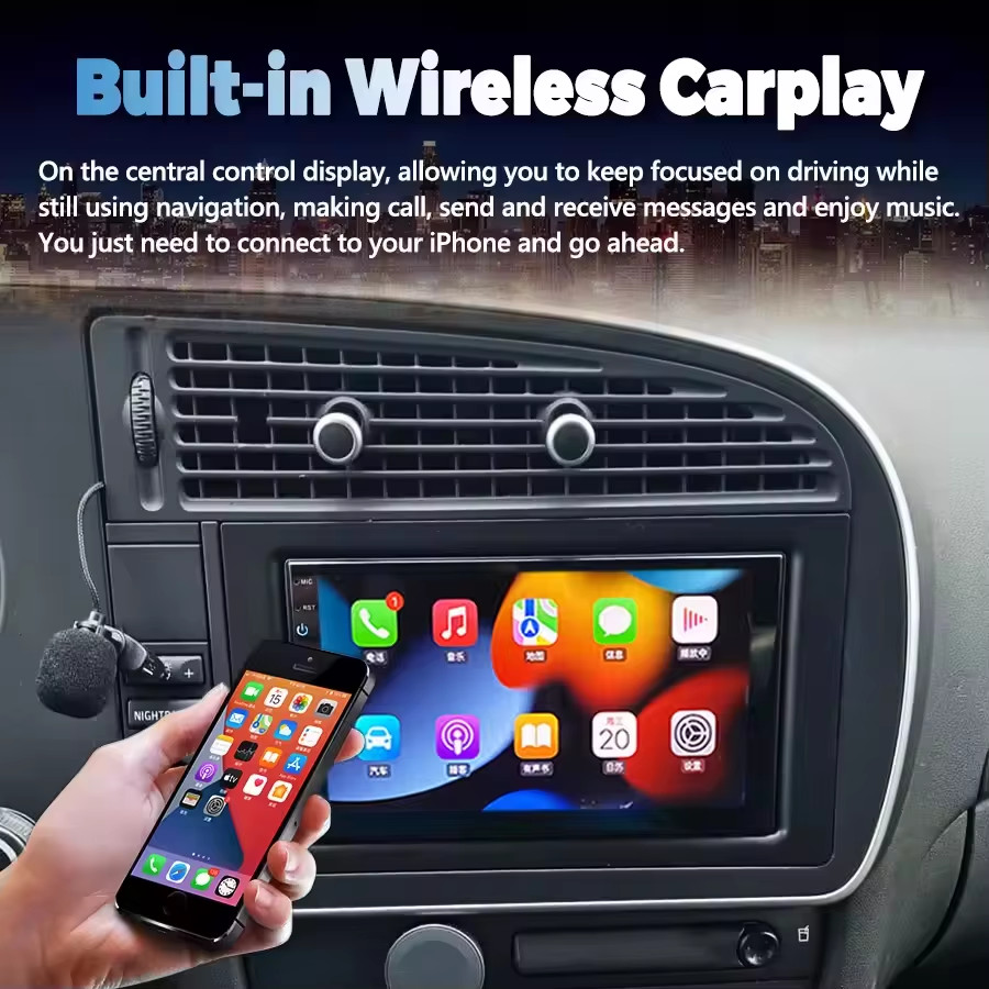 7″Android 15 Car Stereo Apple CarPlay GPS OEM Flush Fit For Saab 9-3 2007-2011