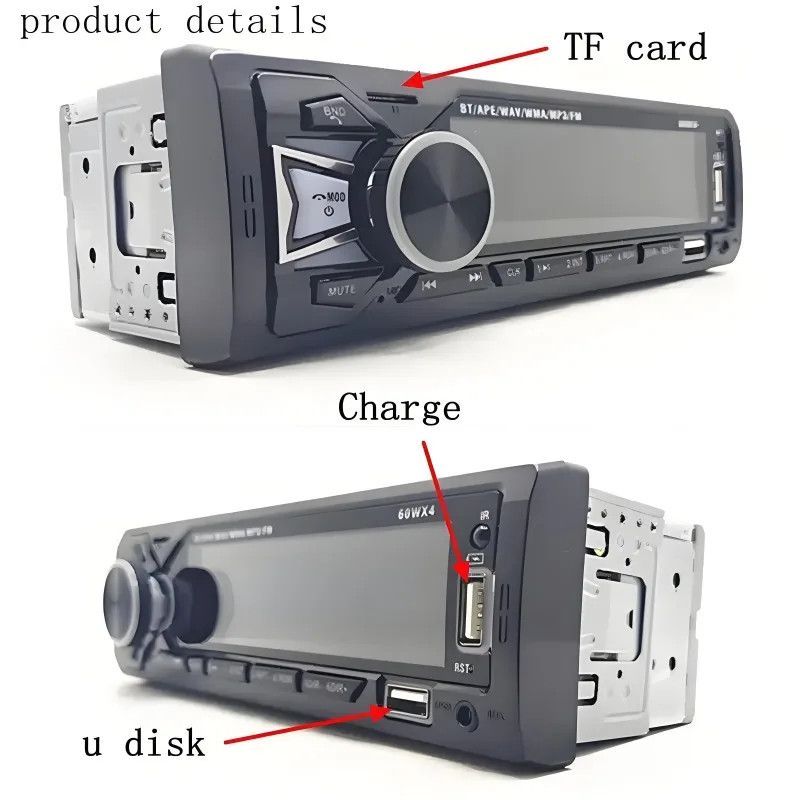 Single Din Car Stereo Radio Bluetooth MP3 Player Dash Audio FM AUX USB Charger