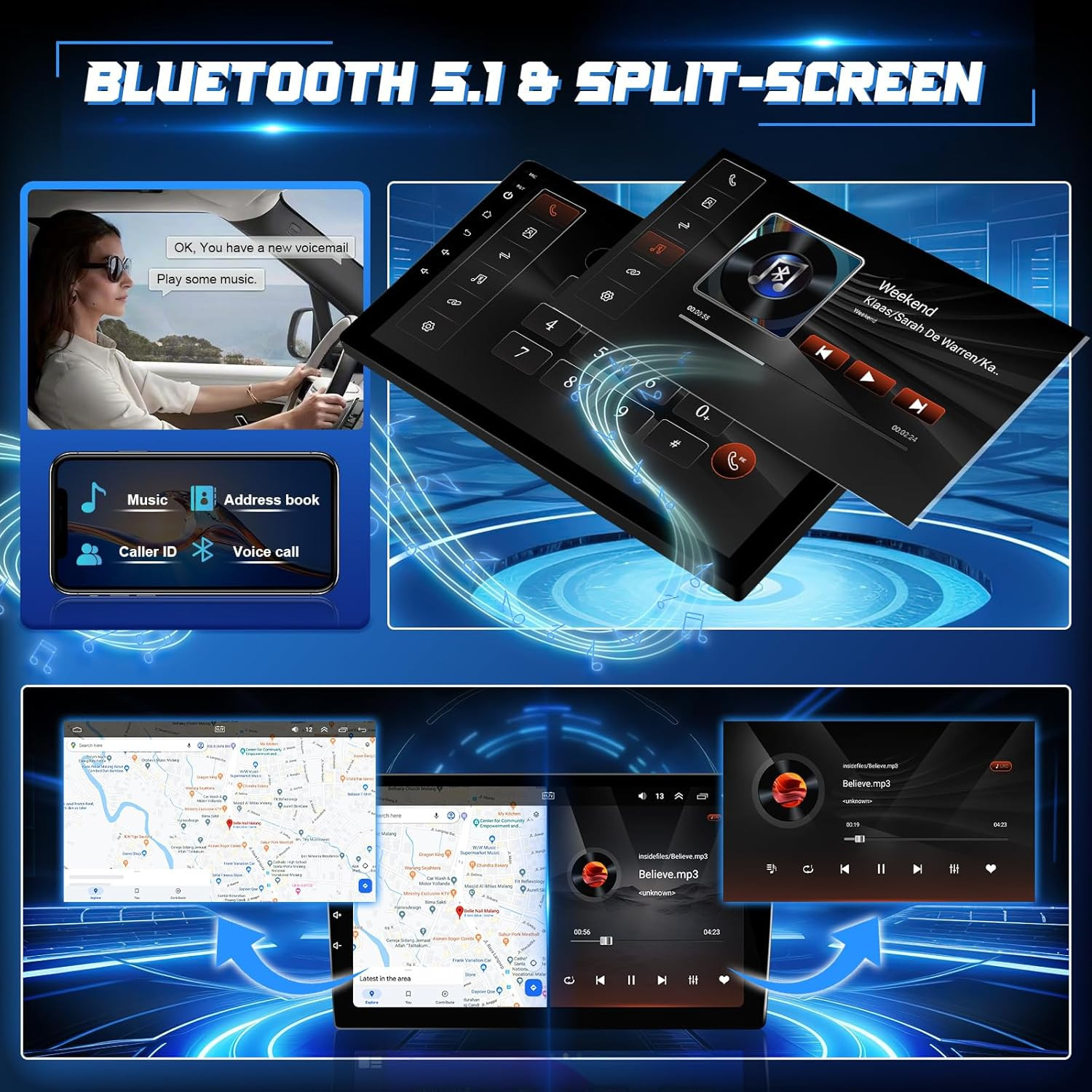 Car Radio for Ford Transit 2013-2019 Stereo with Wireless Carplay Android Auto,