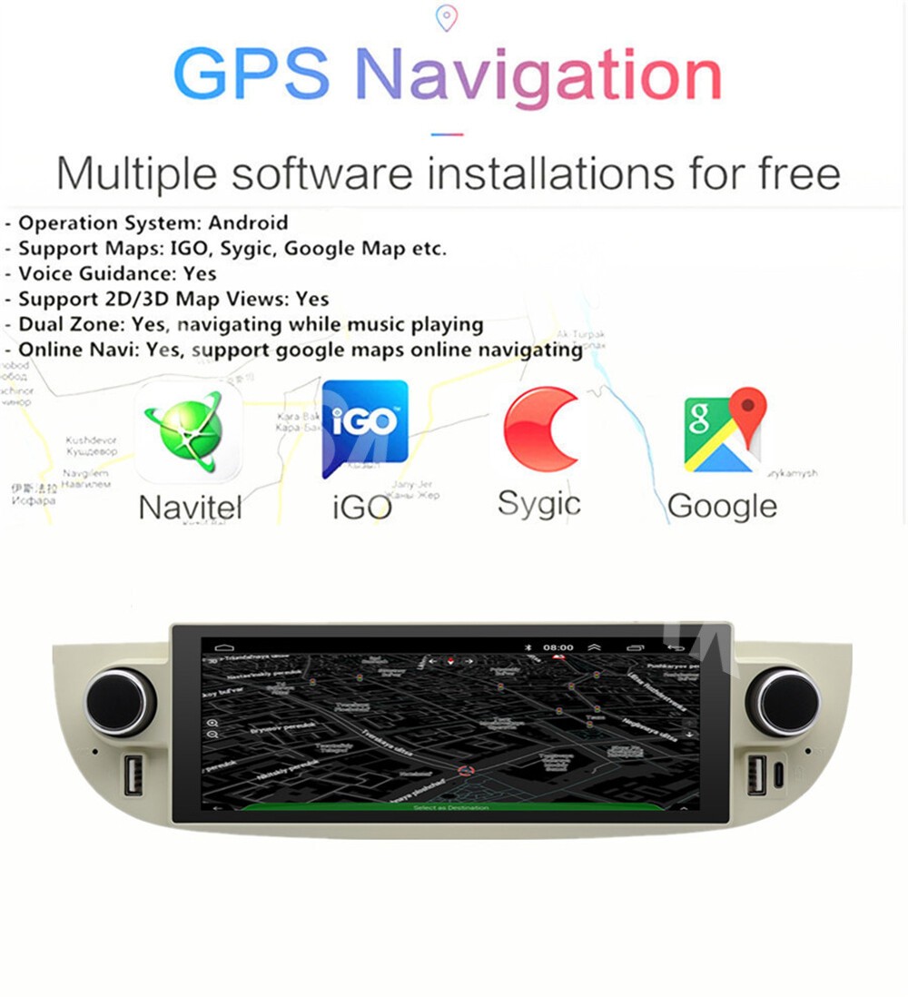Fit For Fiat 500 2007-2015 Car Multimedia Player Mirror Link BT 4+32G W/4LED CAM
