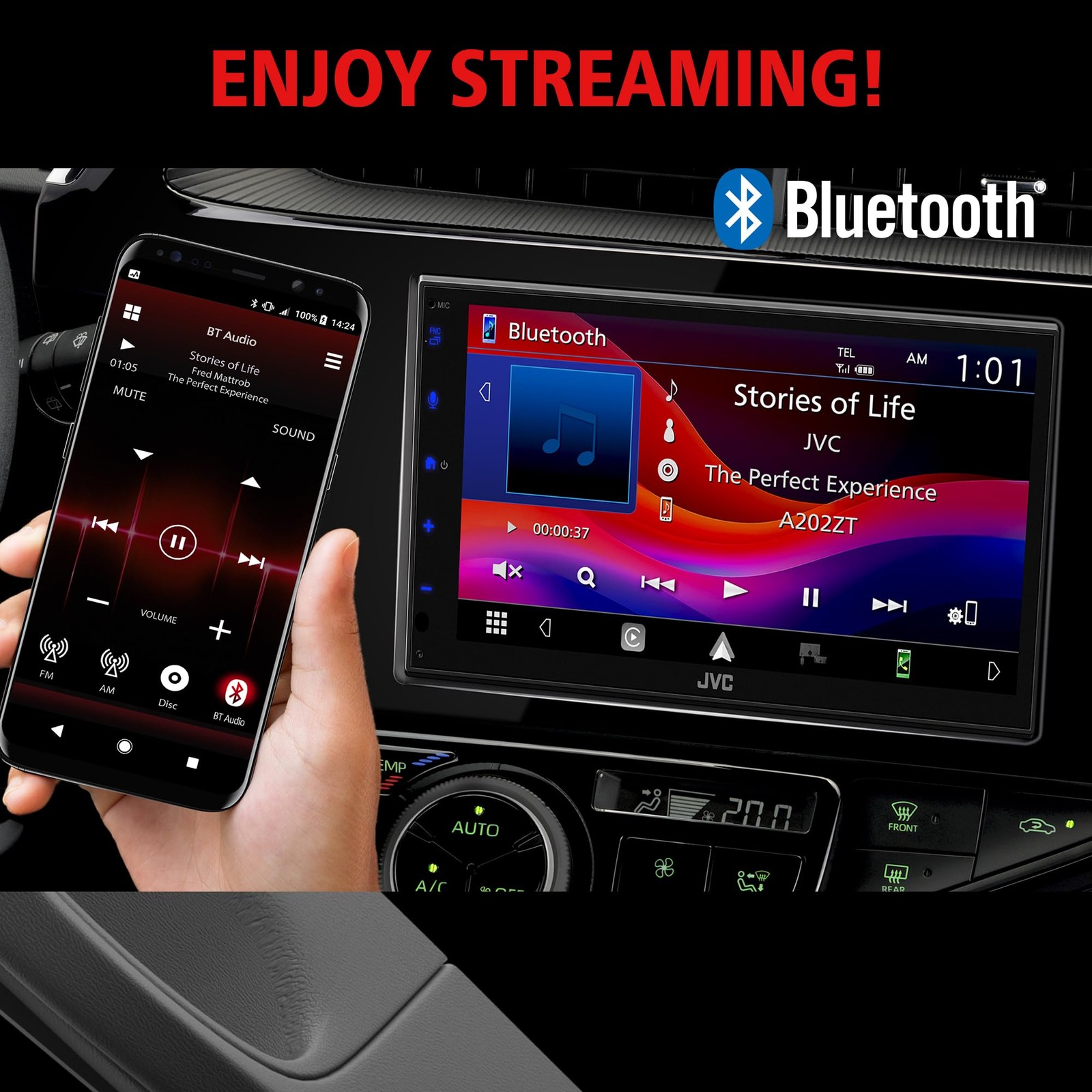JVC KW-M595BT Digital Car Stereo 50W x 6-Ch, Apple CarPlay, Bluetooth