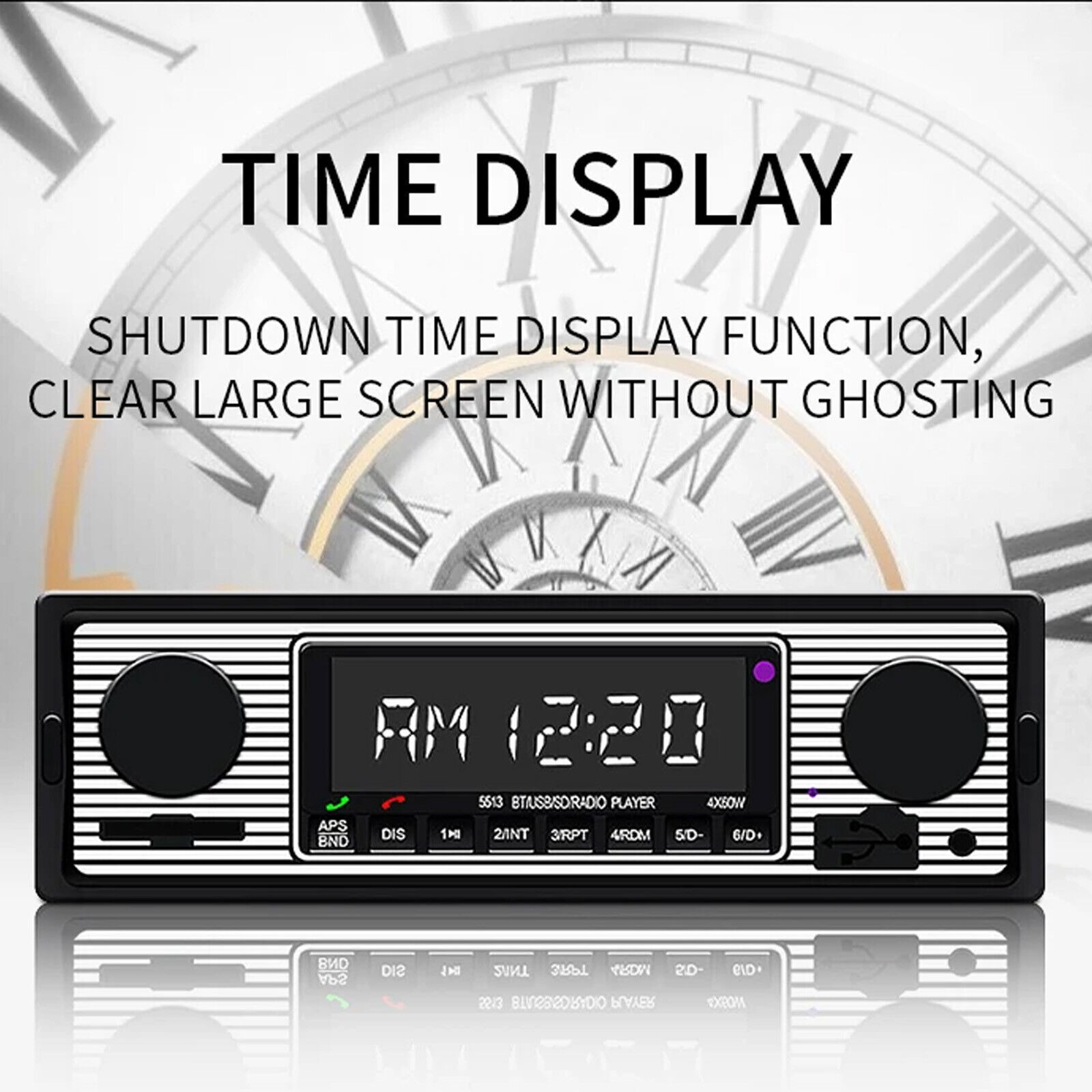 Bluetooth Vintage Car FM Radio MP3 Player USB Classic Stereo Audio Receiver AUX