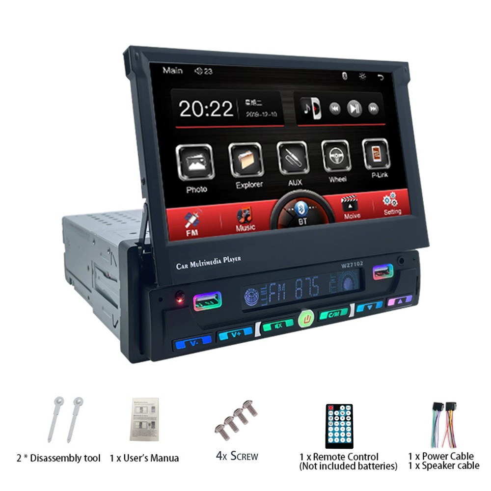 7″ Android Auto Radio Motorized Single Din Wireless Carplay Car Stereo