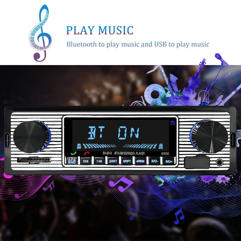 Bluetooth Vintage Car FM Radio MP3 Player USB Classic Stereo Audio Receiver AUX