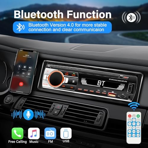 Single Din Car Stereo Bluetooth Car Radio, Car Audio with Handsfree and App