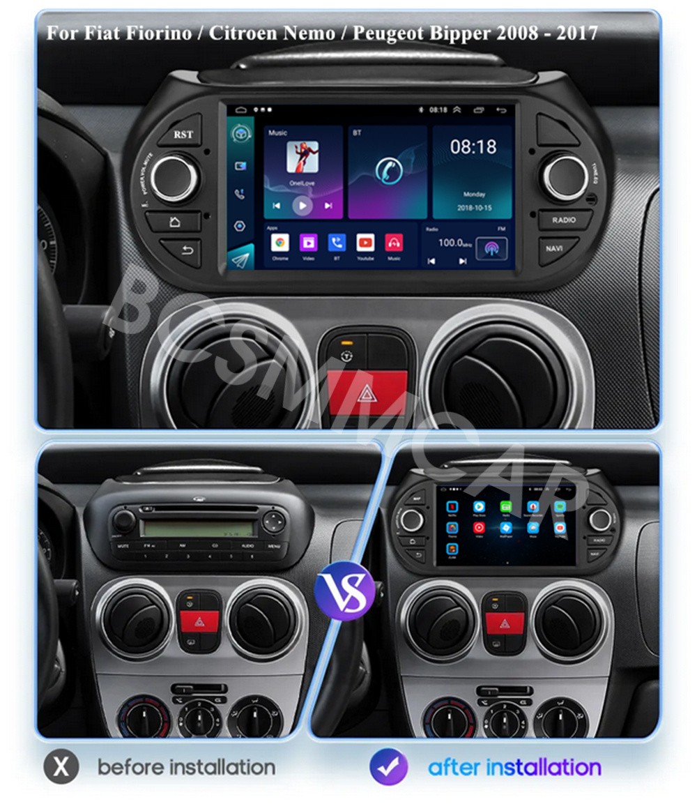 7″ Stereo Radio GPS Navi 4+32GB Fit For Citroen Nemo 2008-2017 For Apple Carplay