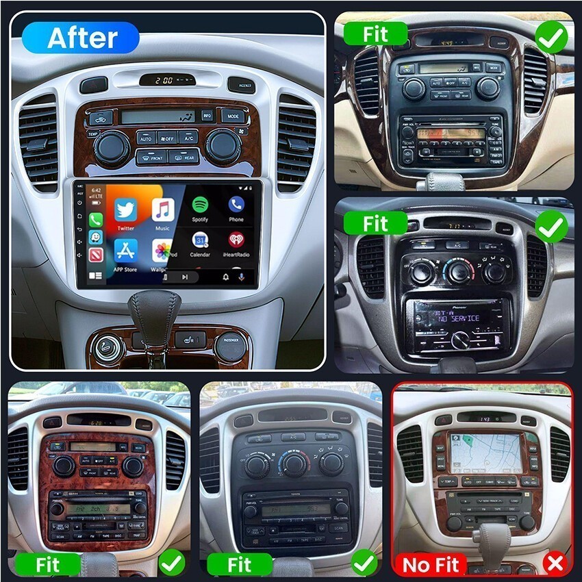 Car Radio Stereo Carplay For 2001-2007 Toyota Highlander 4+64G 9in Car CarPlay