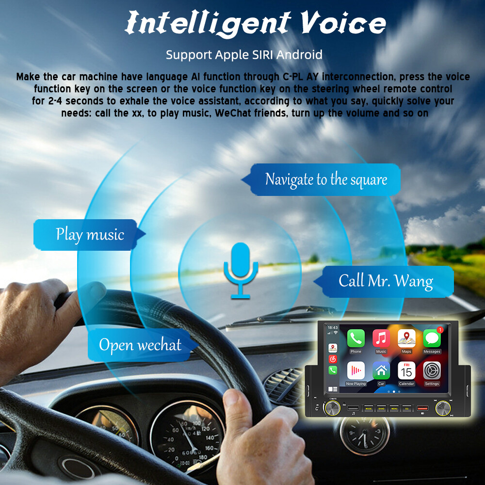 Single Din 6.2″ Car Radio Stereo Android/Apple Carplay Bluetooth MP5 Player 2USB