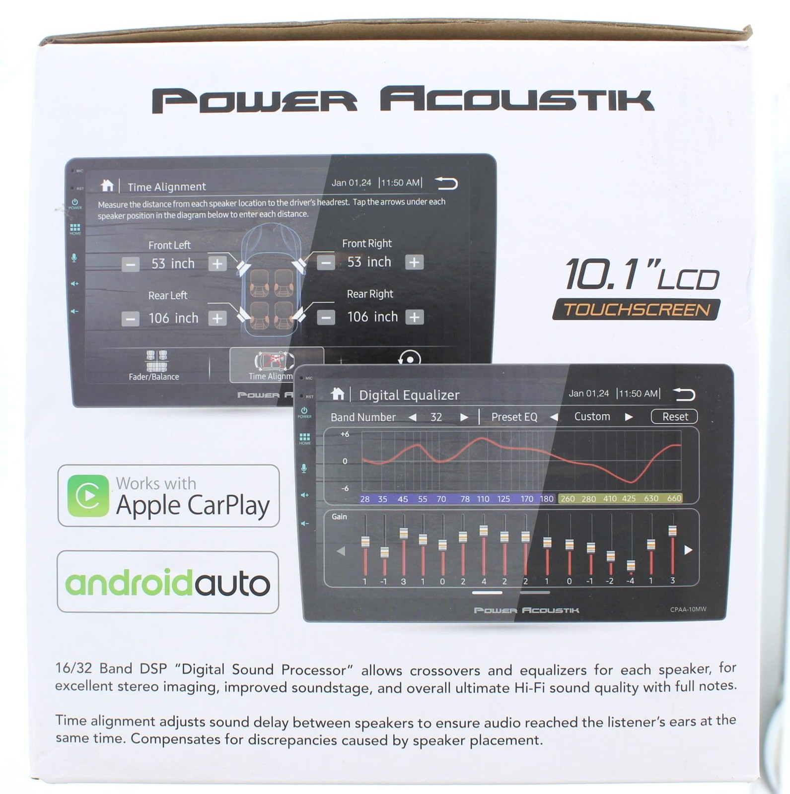 Power Acoustik 2-Din Car Stereo W/Wireless Carplay/ Android Auto (CPAA-10MW)