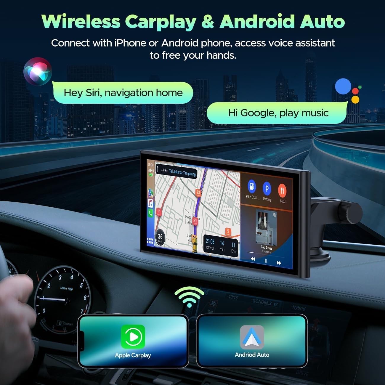 10.26″4K Dash Camera Car Stereo Radio Wireless Apple Carplay&Android Auto 64GB