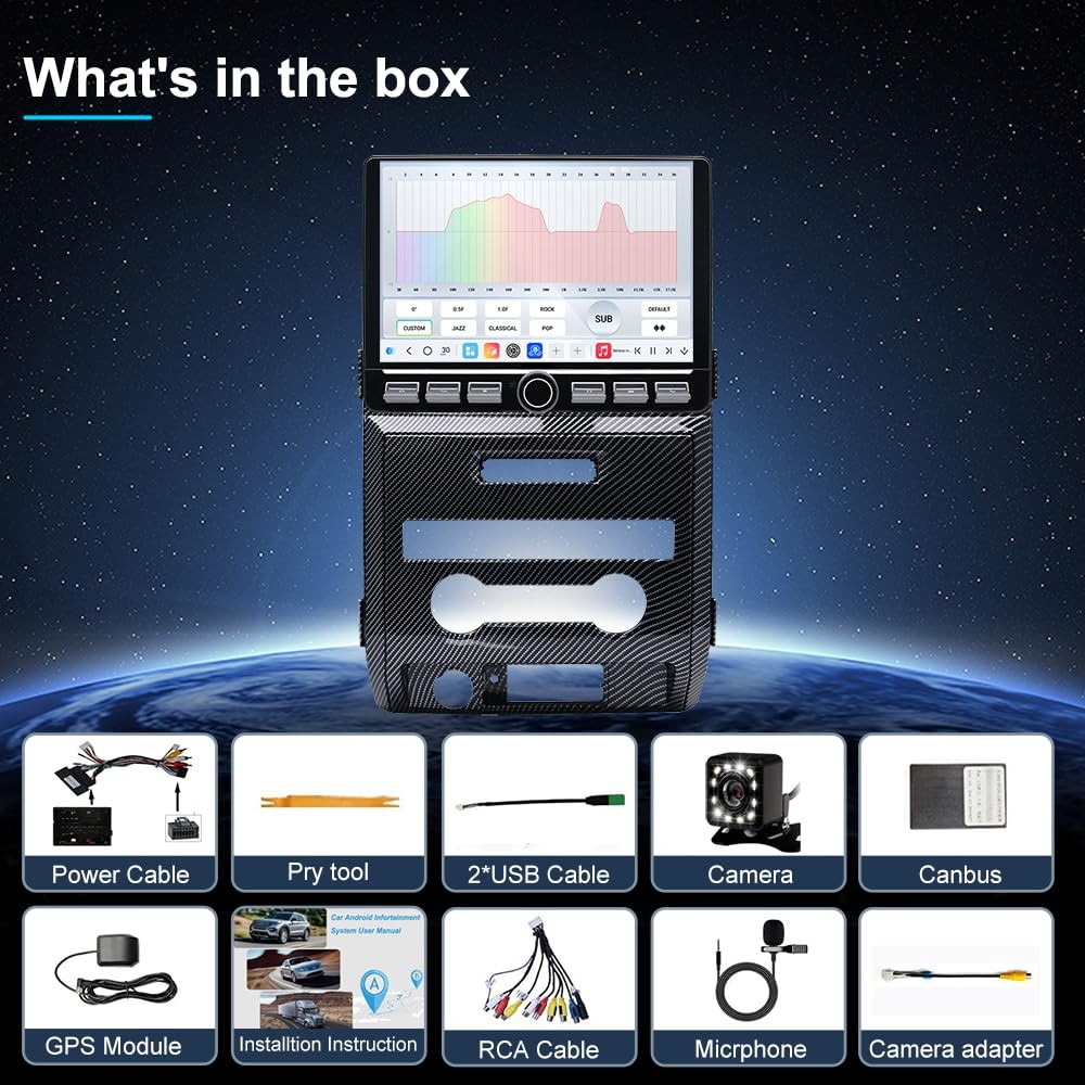 QLED Radio for Ford F150 2009 2010 2011 2012,2013 2014 STX XL Upgrade,Carbon …
