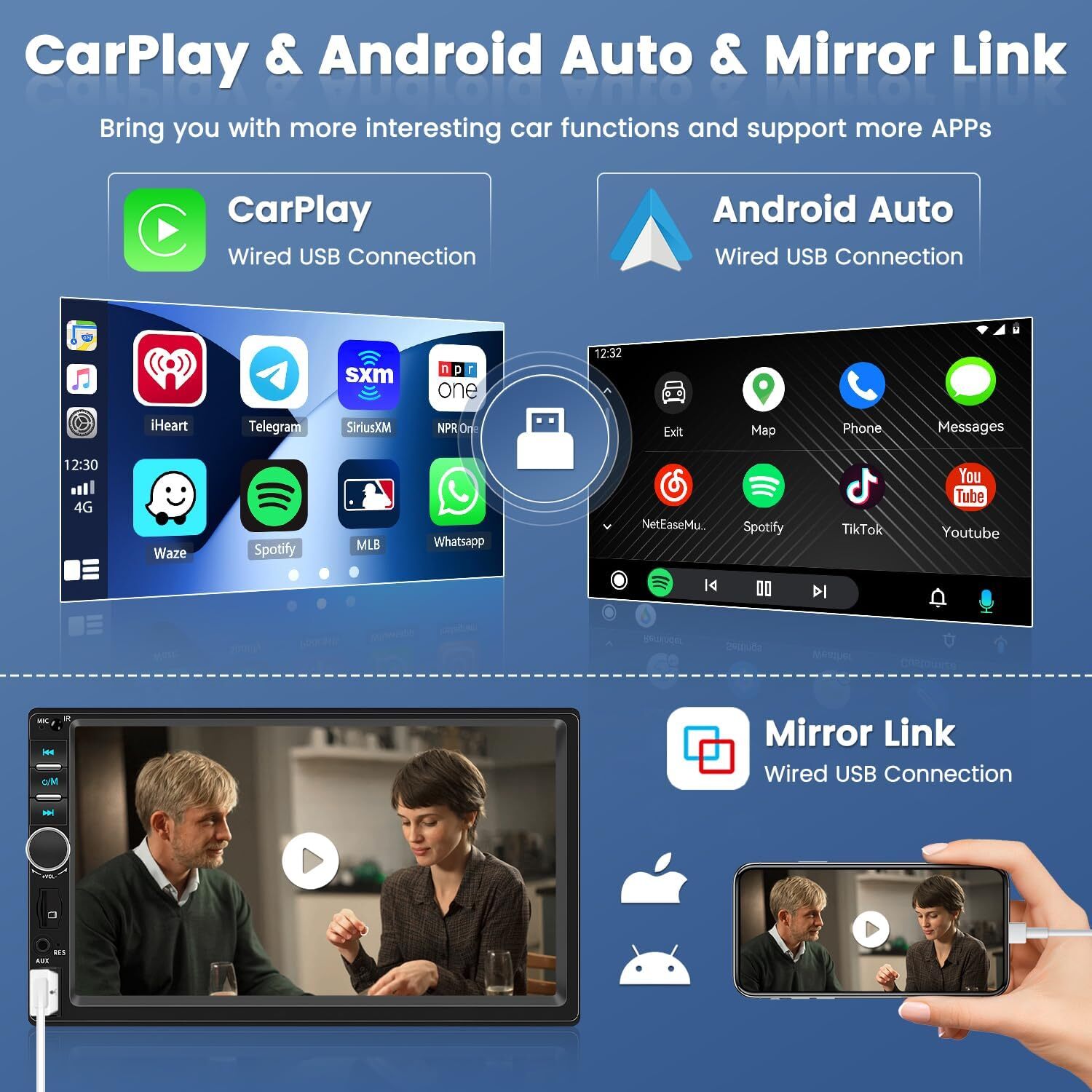 Pantalla Radio Para Carro Auto Con Camara De Reversa Retroceso 2 Din Bluetooth