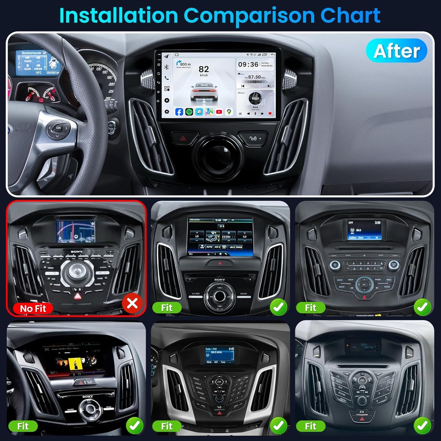64G For Ford Focus 2012-2018 Car Stereo Radio Carplay GPS WIFI Android 1280*800