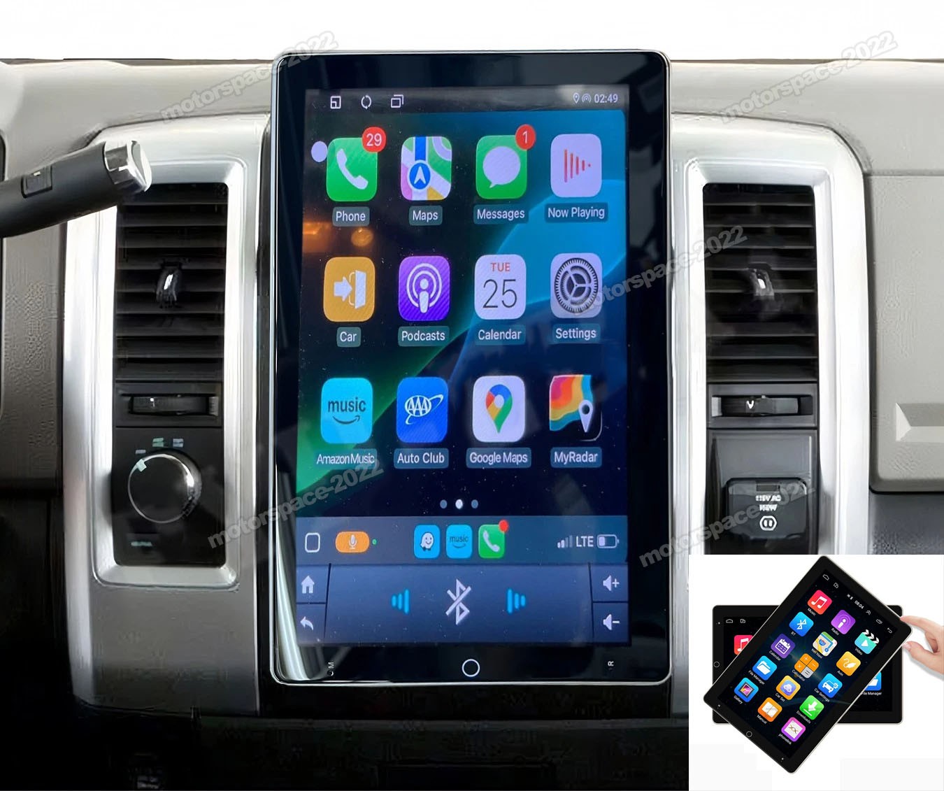 10.1″ For 2011-2013 Dodge Durango Stereo CarPlay Android Auto Double Din Rotated