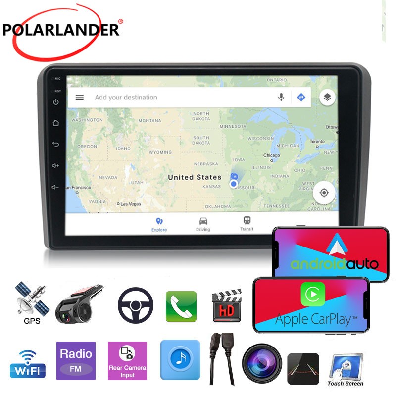 2Din 9 Inch Android Car Radio GPS Navigation Wireless Carplay Stereo