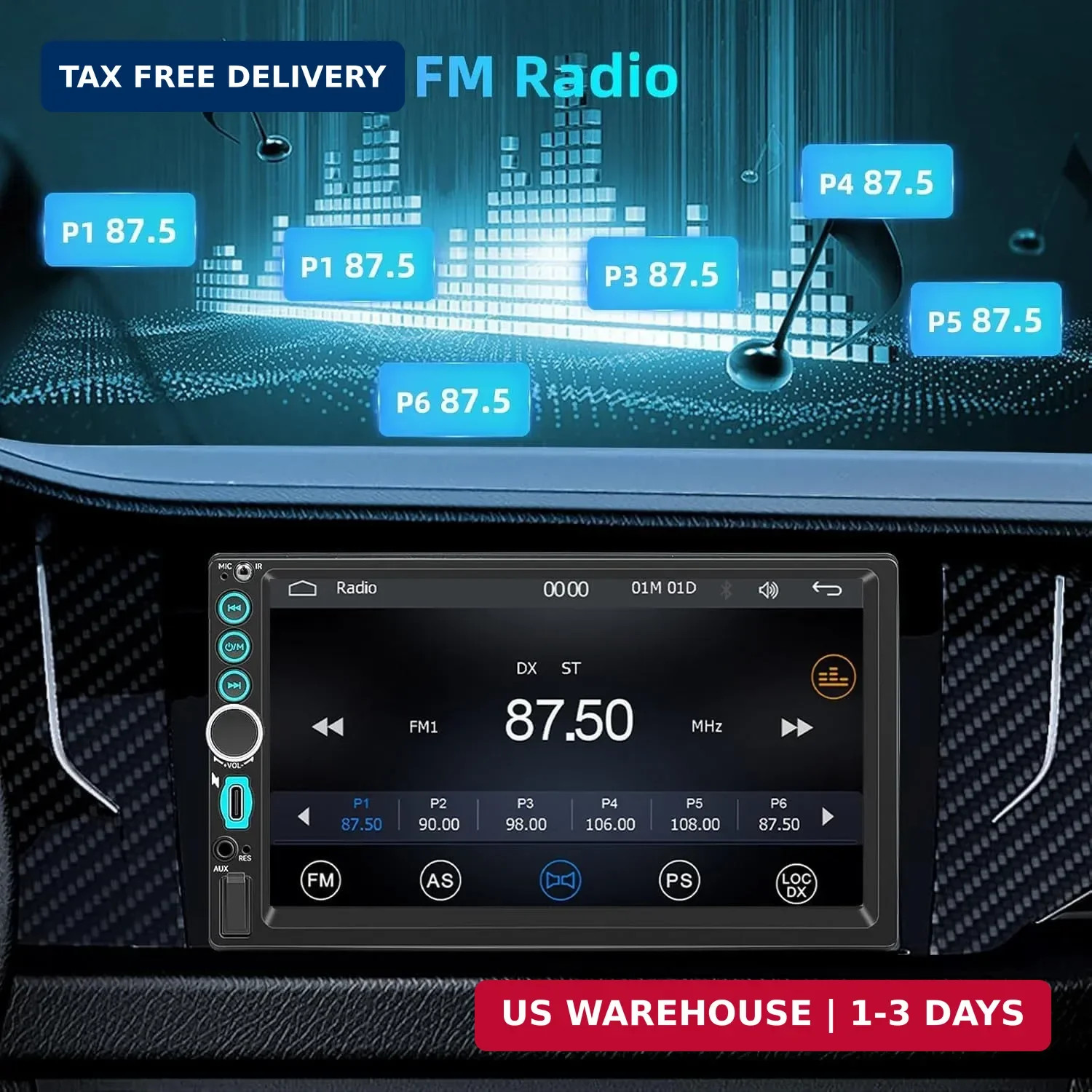 Double Din Car Stereo A-pple Carplay Radio Screen for Car Audio Receivers, Bluet