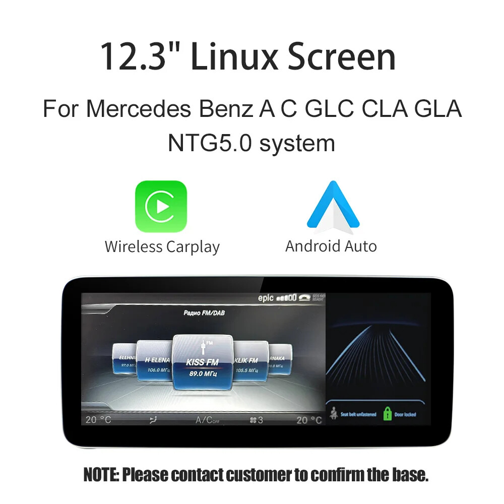 Wireless Carplay/Android Auto 12.3” Touch screen for Mercedes Benz GLA CLA GLC