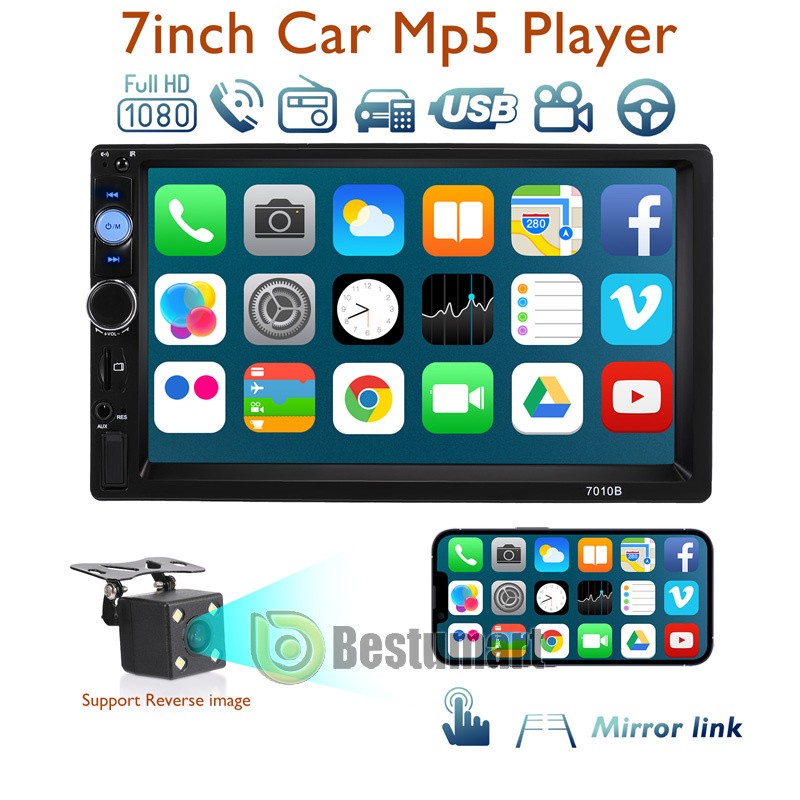 Double 2Din Android 10 7” 1080P Car Stereo Radio GPS Navi Wifi Quad-Core Player