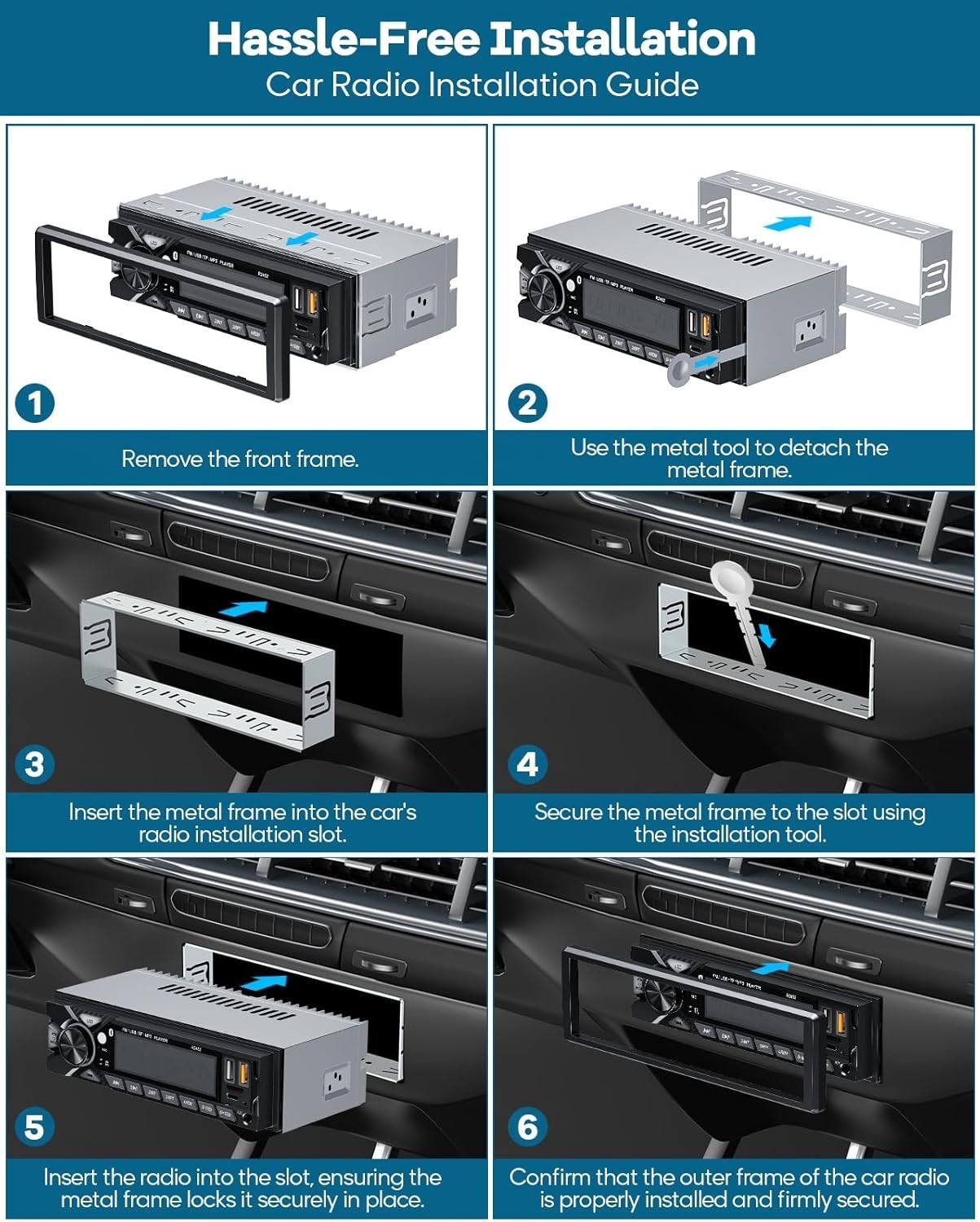 Car Radio with Type-C Charging & Colorful LED Lights for a Modern Ride