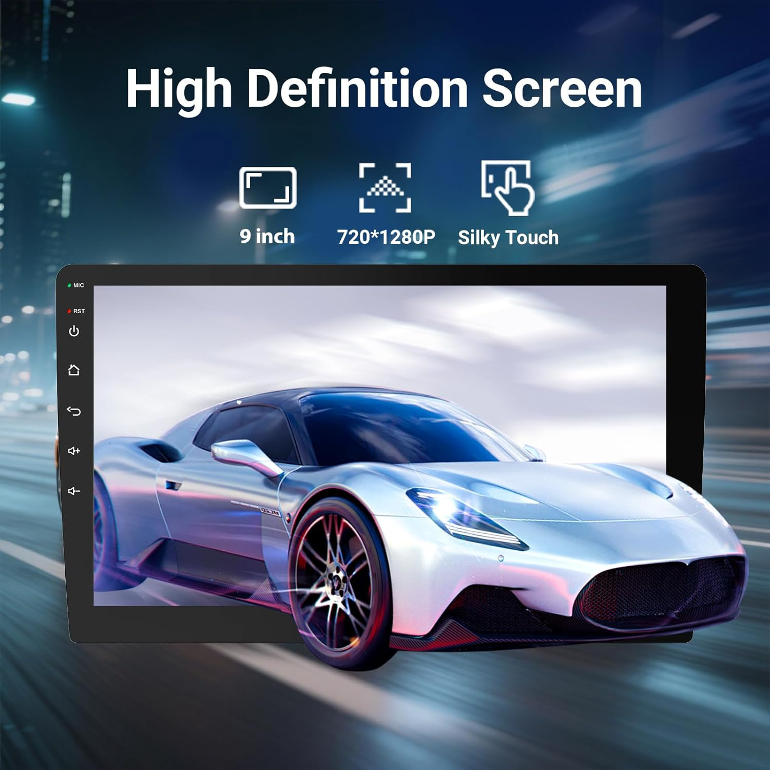 9″ Double Din Car Stereo – 2+64GB Wireless Apple Carplay & Android Auto, HD Touc