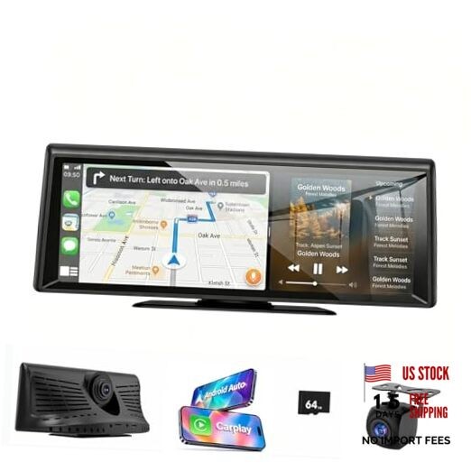Wireless CarPlay Screen with 2K Dash Cam, 8.1″ Portable 8.1 Inch CarPlay