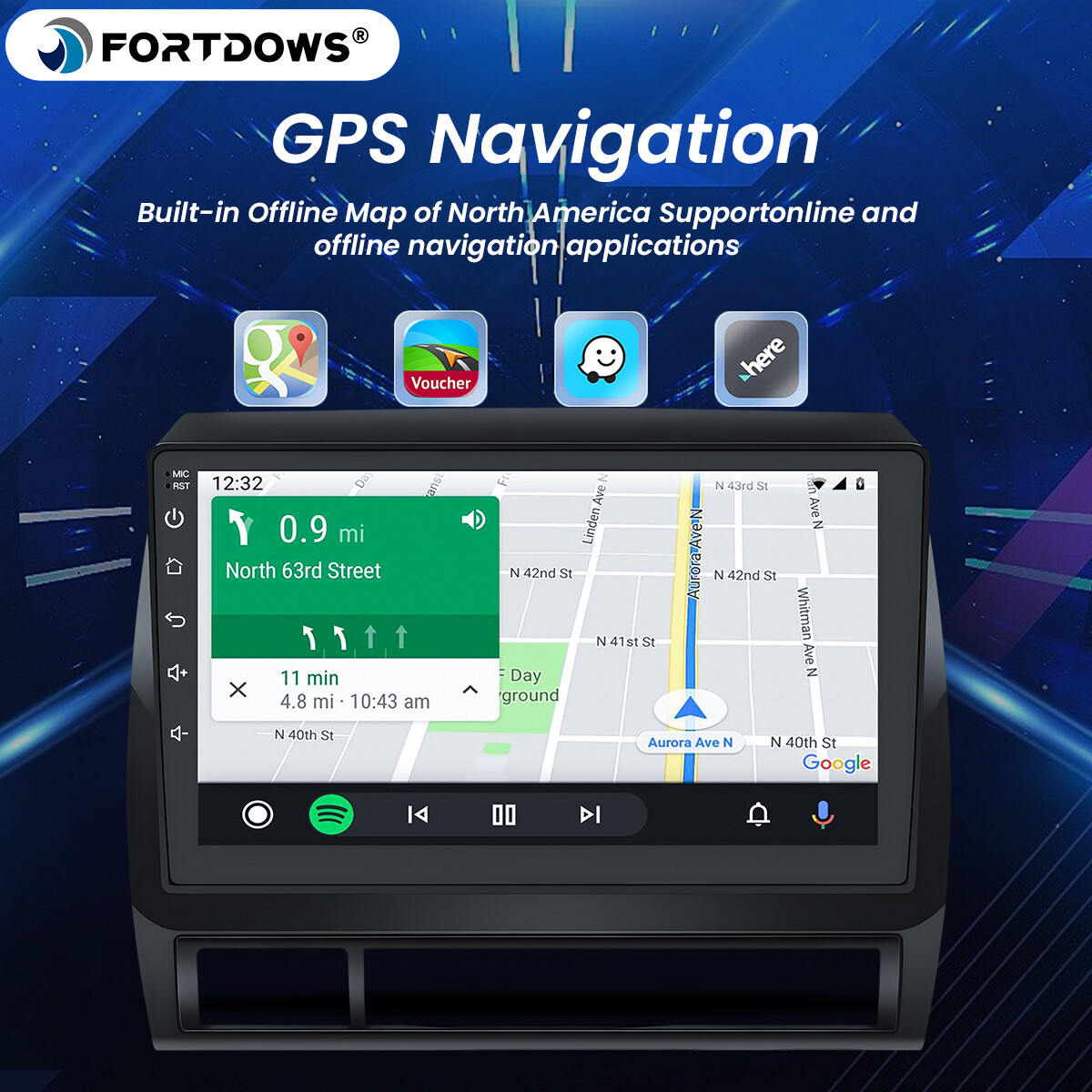 4+64GB Android 13.0 For TOYOTA TACOMA 2005-2013 CarPlay Stereo Radio Navigation