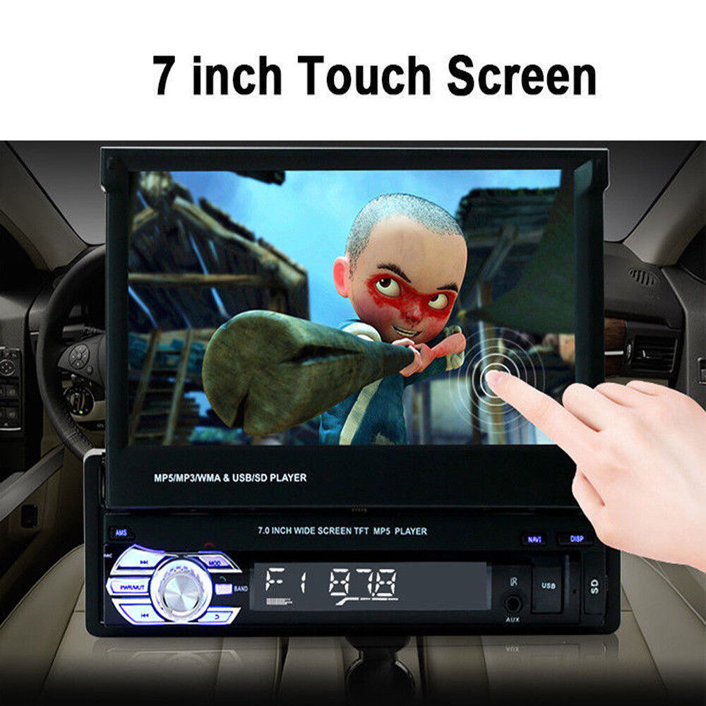 7″ Single 1 DIN Car Radio Stereo Flip out Touch Screen Bluetooth MP5 Player Unit