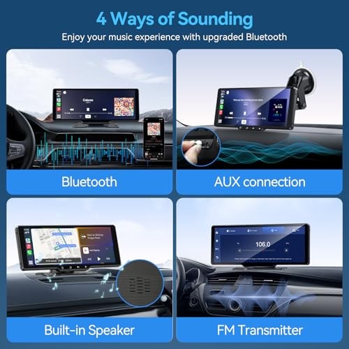 Portable Carplay Screen for Car, 10.26″ Wireless Carplay & Android 10.26inch