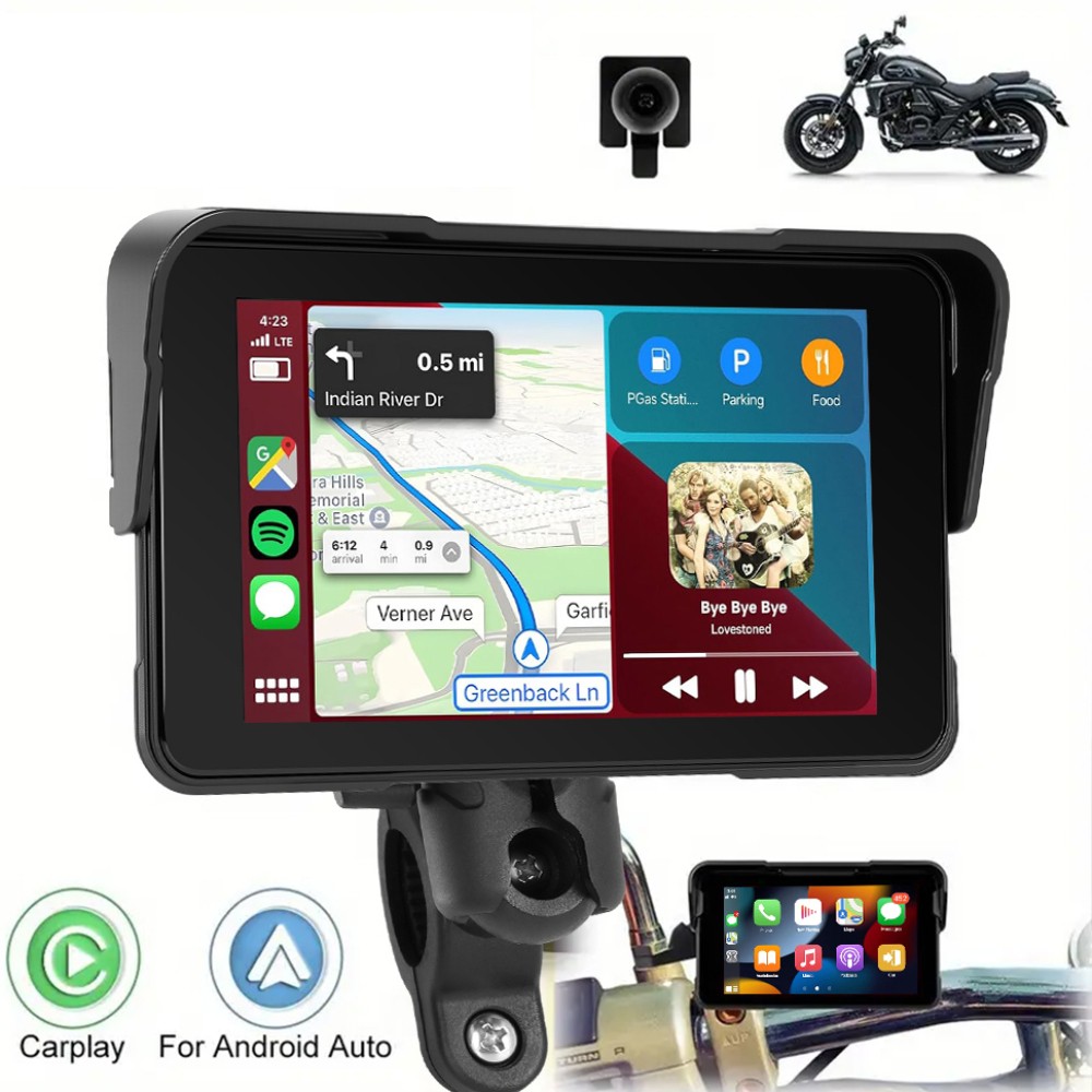 5″ Motorcycle Touch Screen Portable Waterproof IP68 Navigator Wireless CarPlay