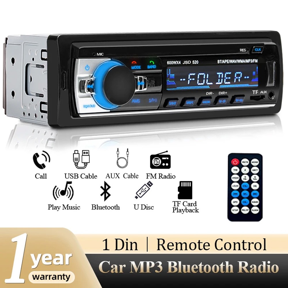 Bluetooth Car Stereo Audio In-Dash FM Aux Input Receiver TF USB MP3 Radio Player