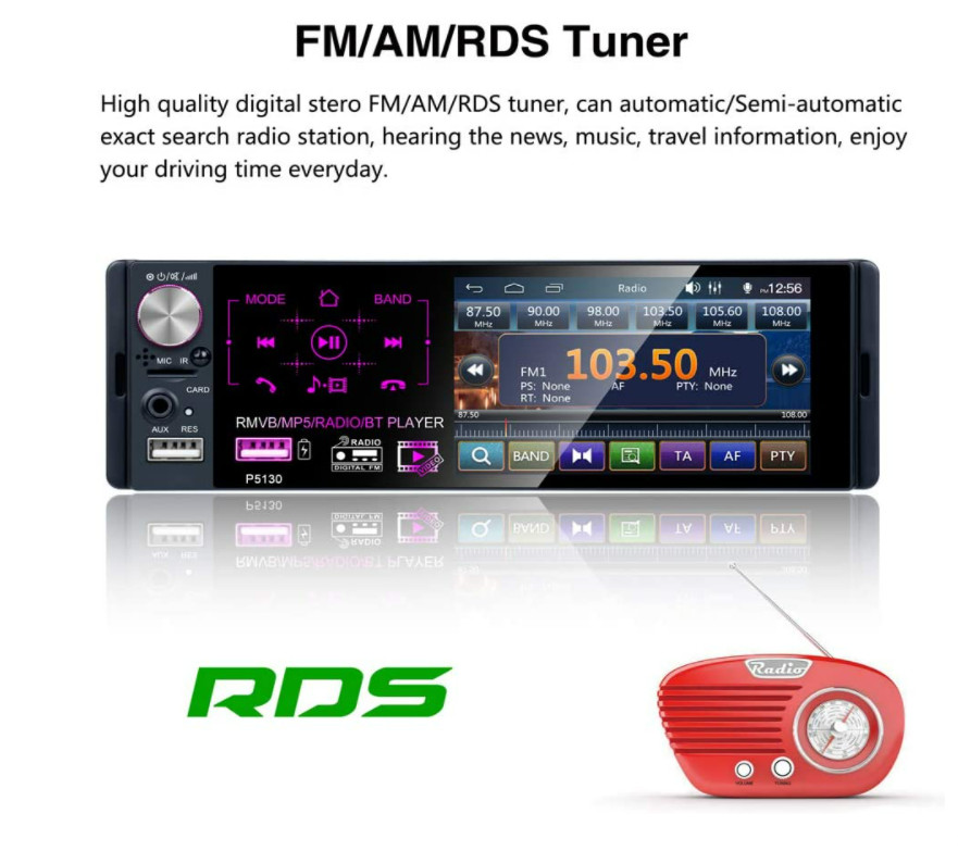 Estereo De Pantalla con Bluetooth Para Coche Carro Auto MP5 Player USB/SD/AUX/FM