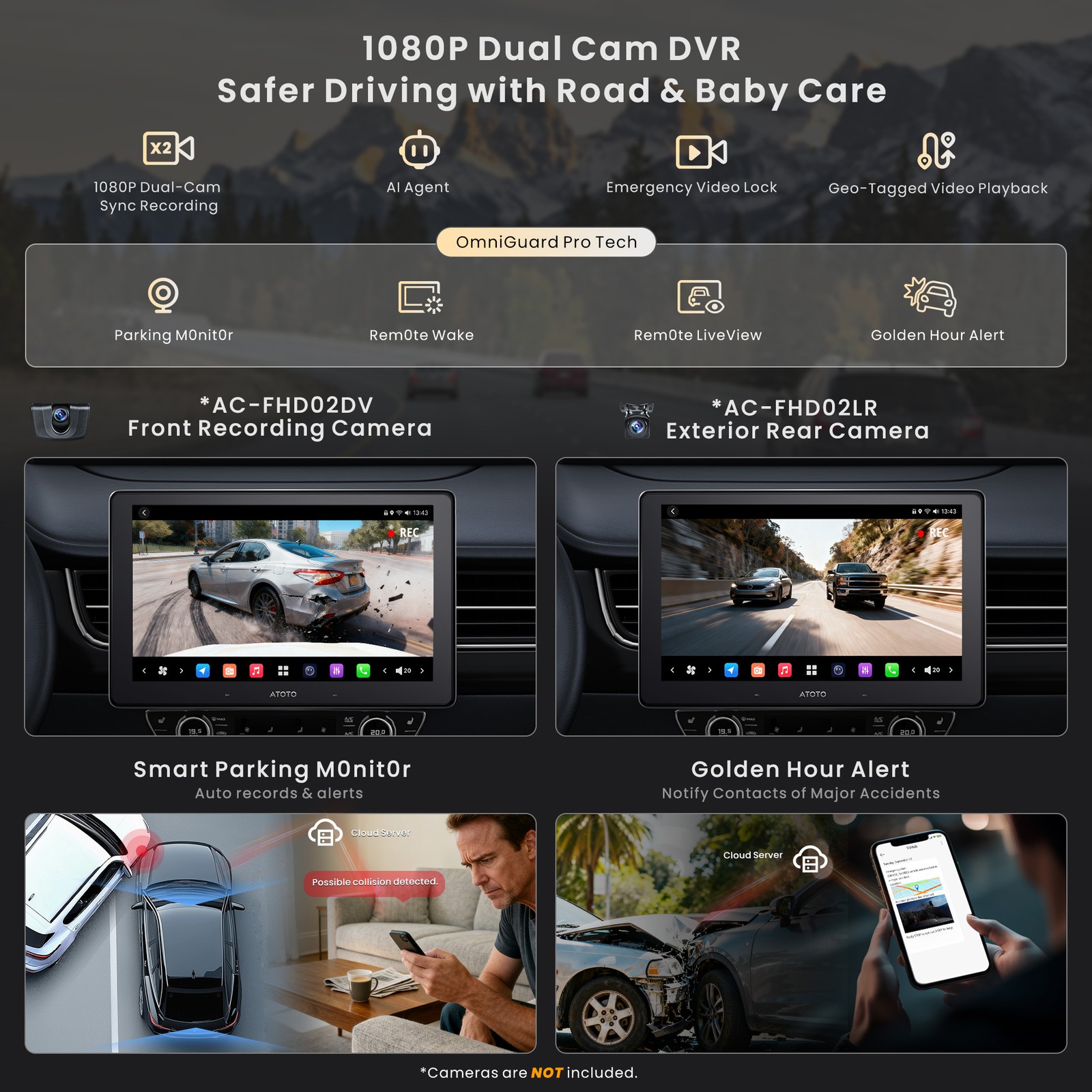 ATOTO X10 Car Stereo Android GPS 7″ Radio 4G LTE AI Agent Front & Rear cameras