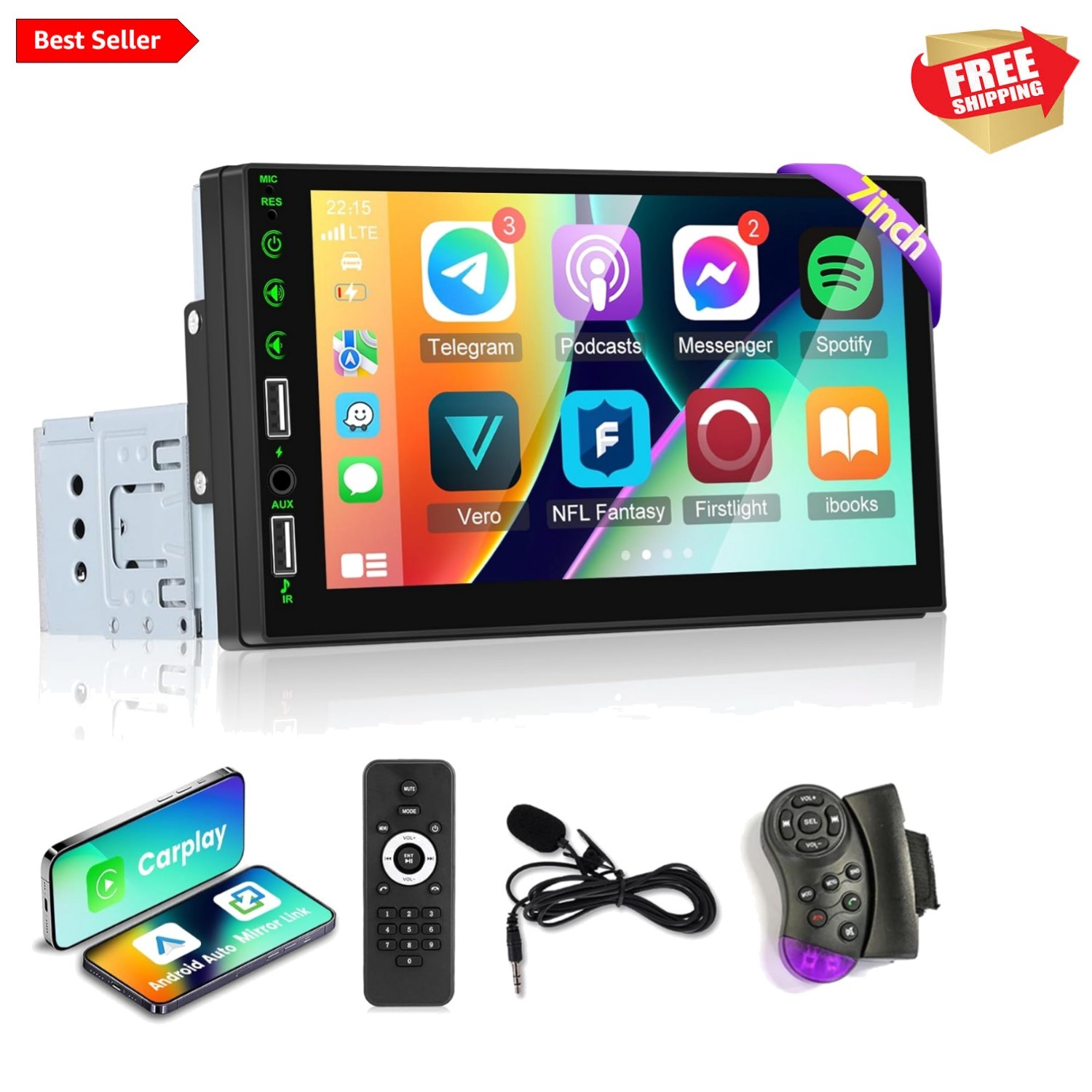 Touchscreen Car Stereo with Mirror Link, Bluetooth & Rear View Camera Support