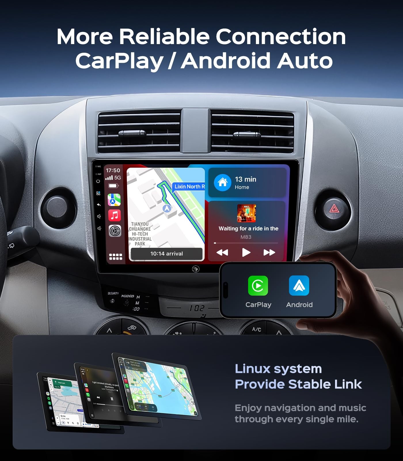 9″ Touchscreen Wireless Carplay & Android Auto Stereo for 2006-2011 Toyota RAV4