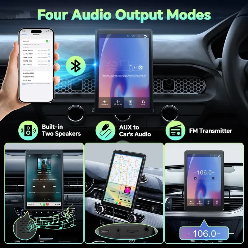 LAMTTO 8-inch Carplay Screen for cars, Suction cup Mount & Magnetic Holder
