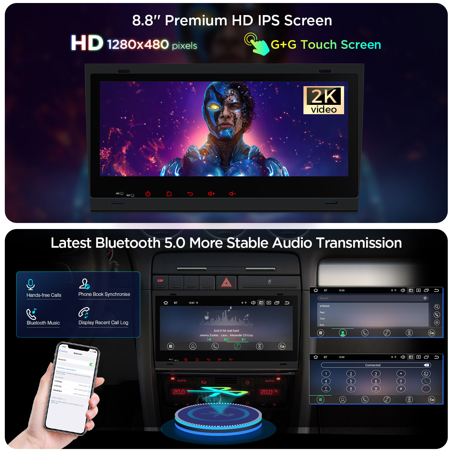 8.8″ Android 14 8-Core 4+64GB Car GPS Stereo Radio Sat Nav For Audi A4 S4 RS4 B6