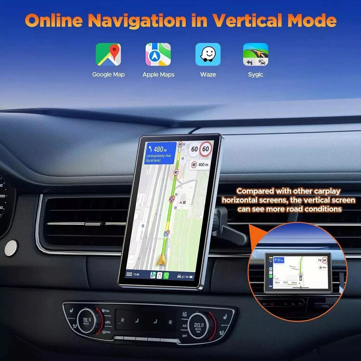 New Portable Car Stereo 7″ Touch Screen BT Wireless Apple Carplay Android Auto