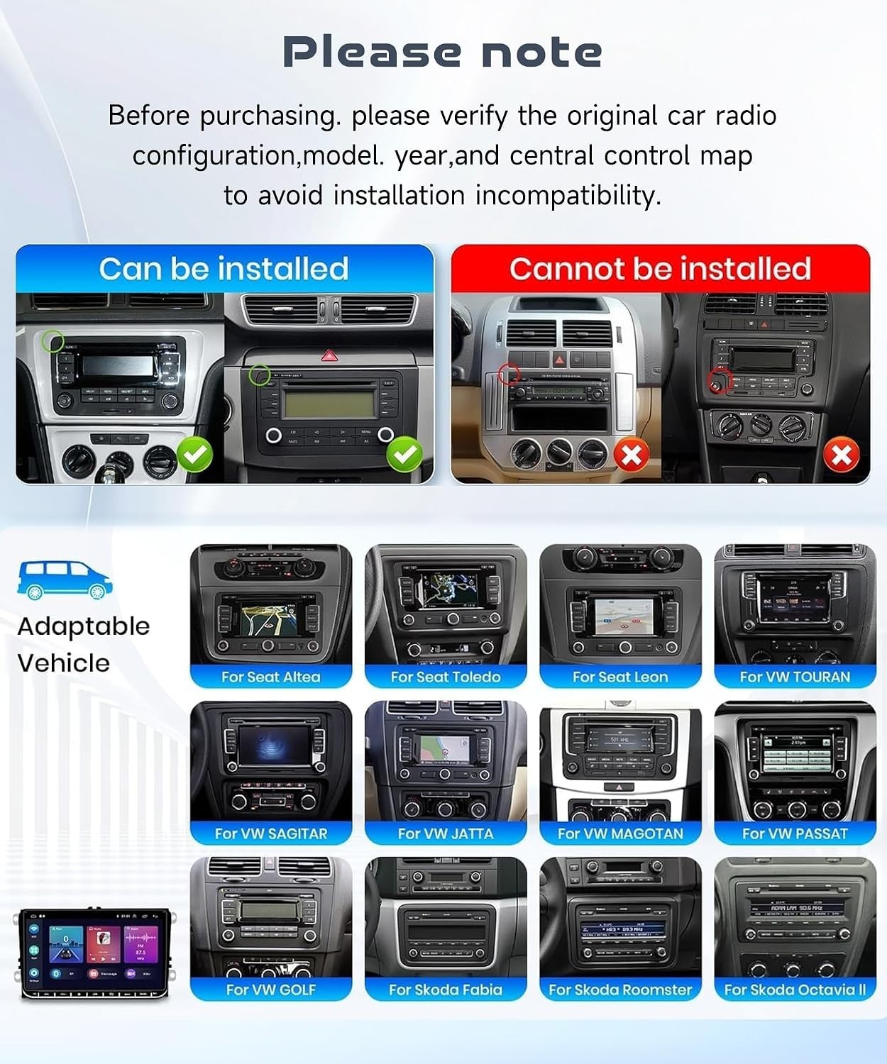 VW Passat Jetta Tiguan Golf Android 15 Car Stereo 4+64G 9″ CarPlay GPS Head Unit