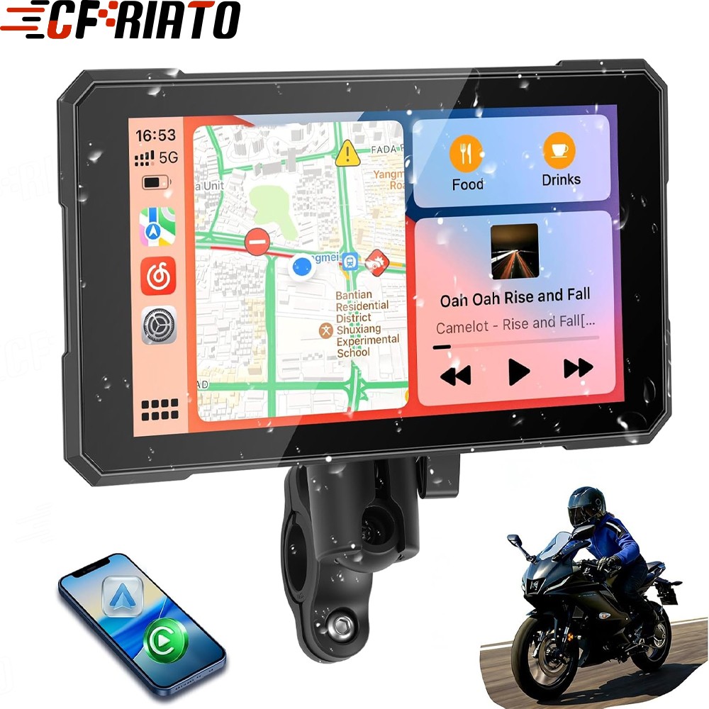 5″ Motorcycle Carplay Navigation Wireless CarPlay Android Auto IP67 Touch Screen