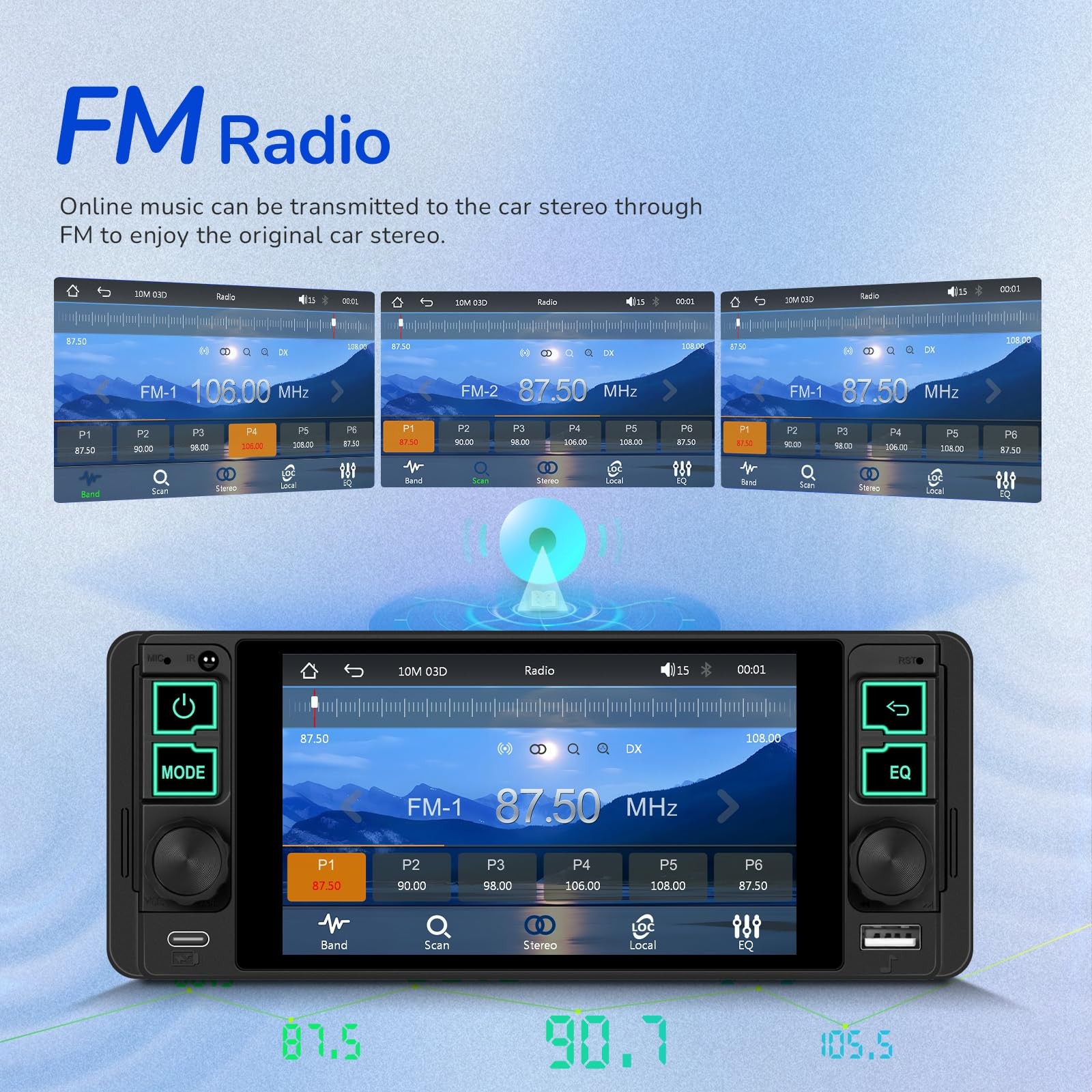Single Din Radio Car Stereo with Wireless and Wired CarPlay & Android Auto…