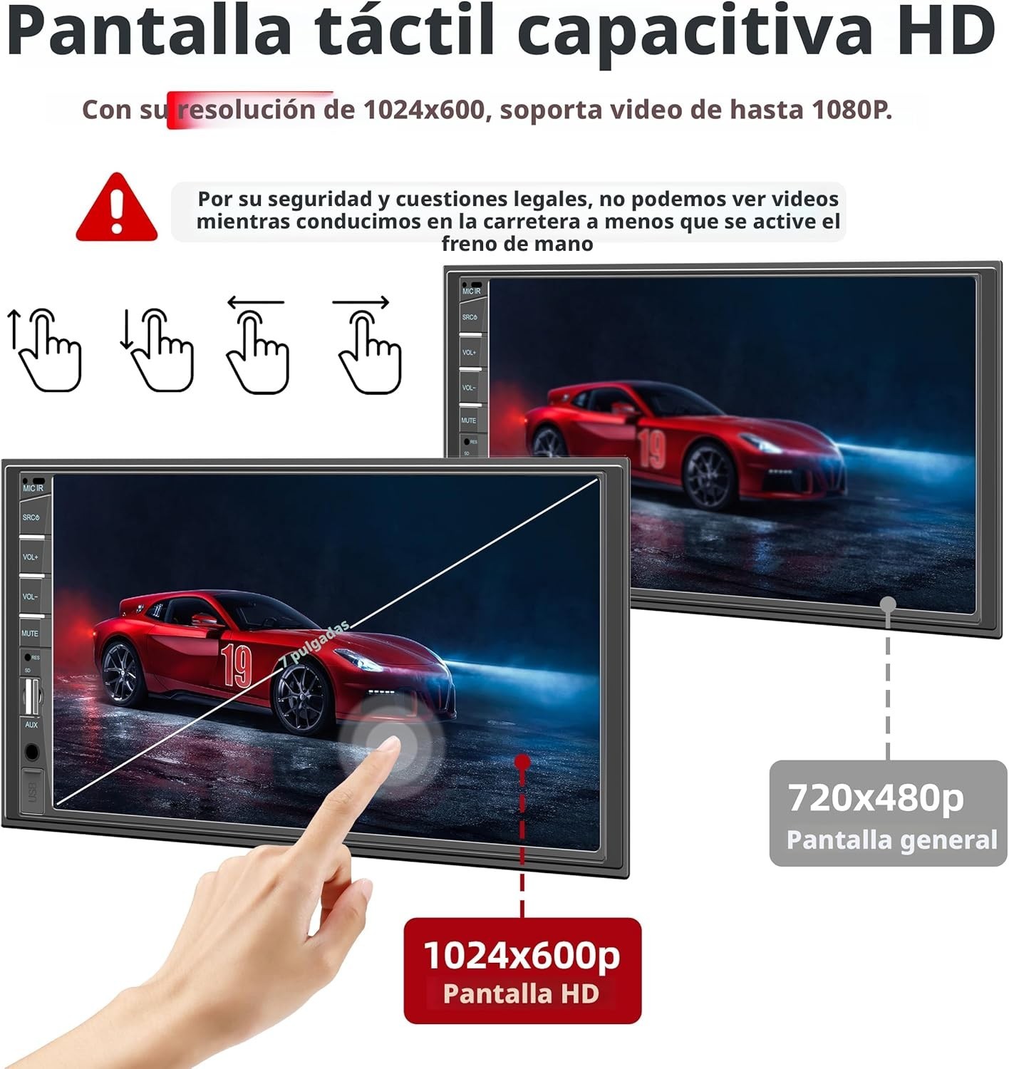 Estereo de Pantalla para Carro Coche 2DIN Radio Stereo Bluetooth Camara Trasera