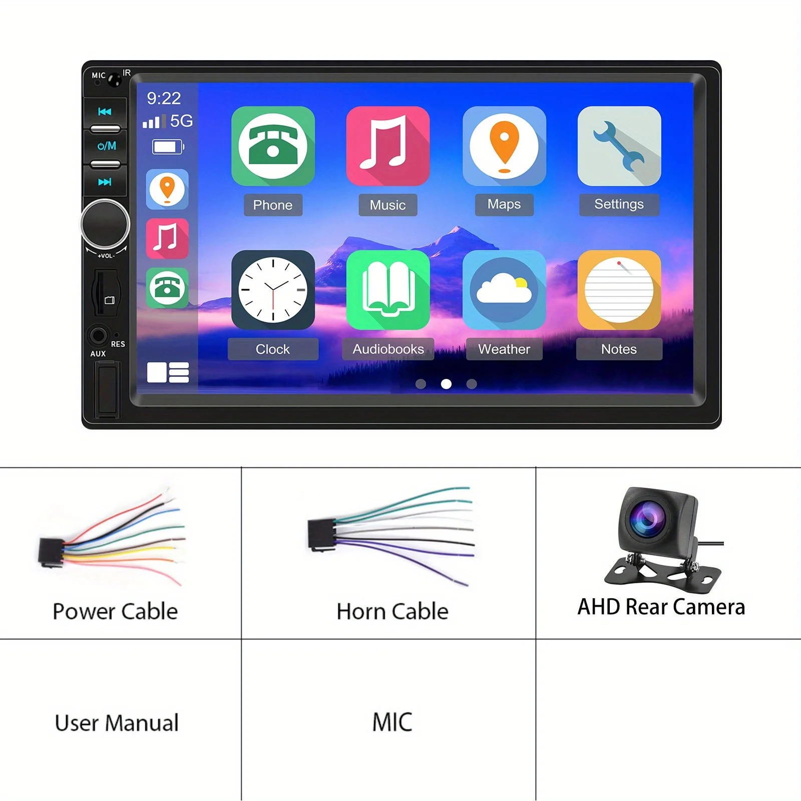 7″ HD Car Stereo,USB,FM Radio,Wireless,Mirror Link, 7-Color Backlight 2Din Audio